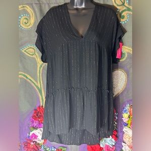 Medium Xhilaration Swim cover up black with gold pin strips